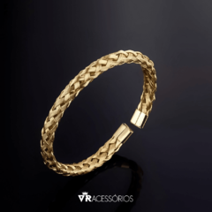 Bracelete Premium Trançado Gold em Aço Inoxidável na internet