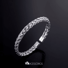 Bracelete Premium Trançado Silver em Aço Inoxidável na internet