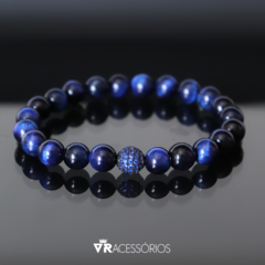 Pulseira Zircônia Olho de Tigre Azul