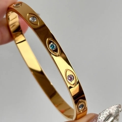 Bracelete Feminino Olho Grego Gold em Aço Inoxidável Ouro 18k - comprar online