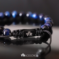 Pulseira Macramê Olho de Tigre Azul 8mm - VR Acessórios | Loja online de Acessórios Masculinos