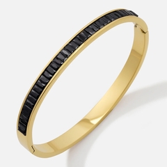 Bracelete Feminino Zircônia Black em Aço Inoxidável Ouro 18k na internet