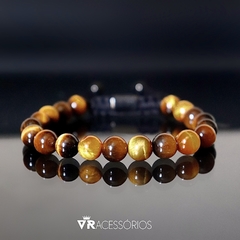 Pulseira Macramê Olho de Tigre 8mm - comprar online