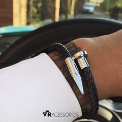 Pulseira Índic Silver em Couro e Aço Inoxidável - VR Acessórios | Loja online de Acessórios Masculinos