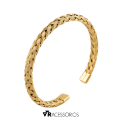 Bracelete Premium Trançado Gold em Aço Inoxidável