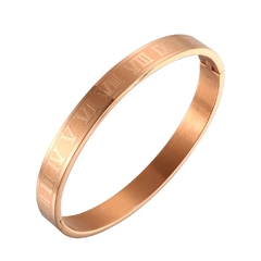 Bracelete Romano Premium Ouro Rosé Em Aço Inoxidável