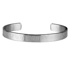 Bracelete Romano Premium Silver Em Aço Inoxidável Ajustável