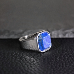 Anel Lápis Lazuli Aço Premium 316L