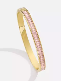 Bracelete Feminino Zircônia Rosa em Aço Inoxidável Ouro 18k na internet