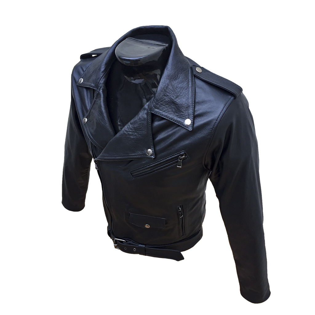 Cazadora biker / Cazadora cuero hombre / Moto cuero Marrón slim