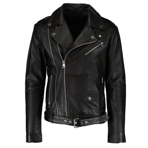 Chaqueta Cuero Hombre Estilo Motociclista Moto KL