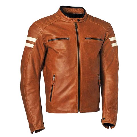 Chaqueta Cuero Hombre Estilo Cafe Racer Brown beige KL