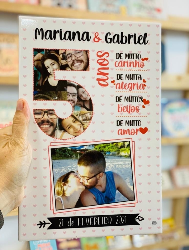 Quadro Personalizado 20x20cm - 1 ano de Casamento ou Namoro