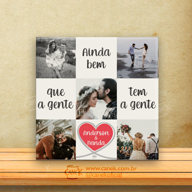 Quadro Personalizado 20x20cm - 1 ano de Casamento ou Namoro