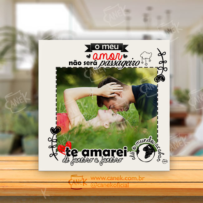 Quadro Personalizado 20x20cm - 1 ano de Casamento ou Namoro