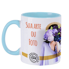 Caneca Foto/Imagem Alça e Interior Azul Claro | PERSONALIZADA - loja online