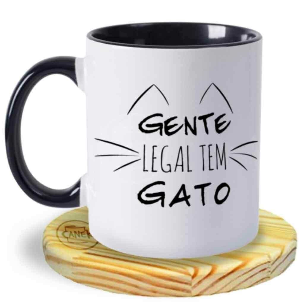 Caneca Gato Gente legal tem gato desenho gato preto