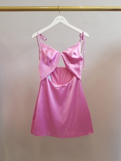 Vestido cetim curto rosa M