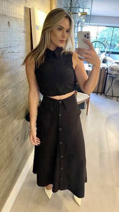 Conjunto Saia Longa e Cropped Preto P - Closet de Luxo