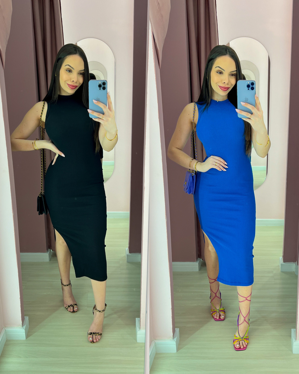 Vestido de ribana best sale midi