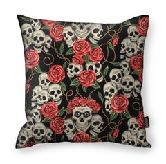 Funda Almohadón CALAVERAS ROSAS Negro