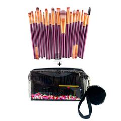 Combo 20 Brochas Pinceles Sinteticos + Estuche - Caobamakeup