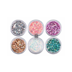 Set 6 Glitter Escamas + 6 Pigmentos Fluo Colores - Caobamakeup