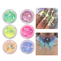 Set 6 Glitter Escamas + 6 Pigmentos Fluo Colores - tienda online