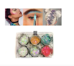 Combo Glitter En Gel Escamas + Glitter Polvo Brillo Gibre - comprar online