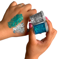 Set X3 Frascos Glitter Gel Mundial Argentina Celeste Plata - comprar online