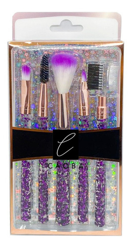 Set X5 Brochas Mango Glitter Pinceles Para Maquillaje