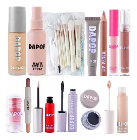 Combo Dapop Maquillaje + Brochas Premium Ideal Para Regalo