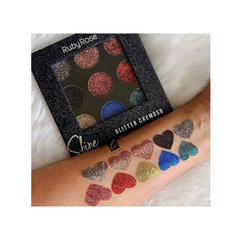 Paleta 9 Sombras Shine Glitter Cremoso Ruby Rose Original - tienda online