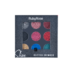 Paleta 9 Sombras Shine Glitter Cremoso Ruby Rose Original en internet