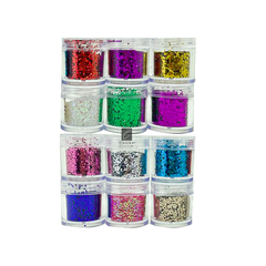 Set 12 Frascos Glitter Escamas Polvo Para Uñas Rostro Cuerpo