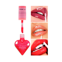 Lips Gloss Brillo Labial Glitter Heart Breaker Pink 21