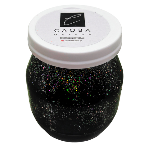 FRASCO GRANDE PARTY GLITTER EN GEL -NEGRO PLATA HOLOGRÁFICO-