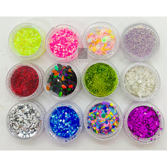 Set X12 Frasquitos Glitter Lentejuela Surtido Uñas Nail Art - comprar online