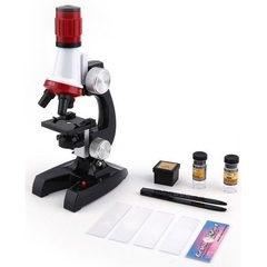 Microscópio Biológico Kit de Ciência Iniciantes c/ Lâminas | Zoom 1200x - Branco e Vermelho - comprar online