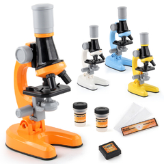 Microscópio Biológico Kit de Ciência Iniciantes c/ Lâminas | Zoom 1200x - Preto e Branco - Robótica Toys | Brinquedos Educativos