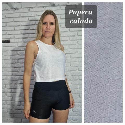 Musculosa Pupera Blanca Calada