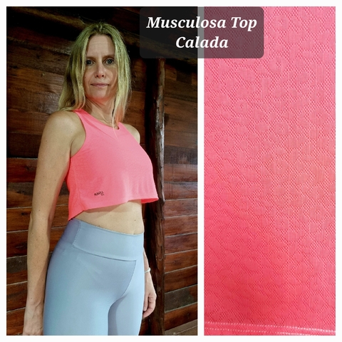 Musculosa Top Coral Fluo Calada