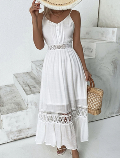 Vestido Longo Branco Com Renda Ref 0978 - comprar online