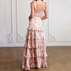 Vestido Longo Rosa Floral DL 1368 - comprar online