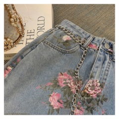 Saia Jeans Floral Ref 0566 - loja online