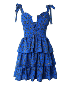 Vestido Azul Floral Ref 0596 na internet