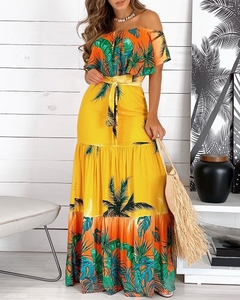 Vestido Longo Estampa Tropical Ref 6081 - comprar online