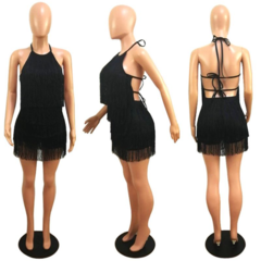 Vestido Preto de Franjas Ref 2914 - comprar online