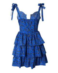Vestido Azul Floral Ref 0596 - Divino Charme