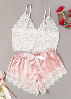 Pijama Babydoll de Renda Branco Ref 2359 - comprar online